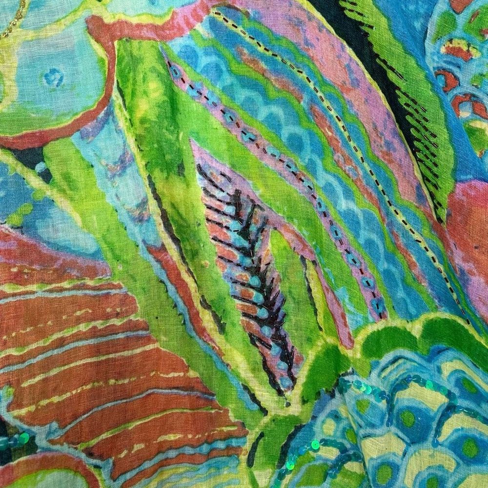 Chico's Multicolor Linen Artistic Wrap - Picture 9 of 14